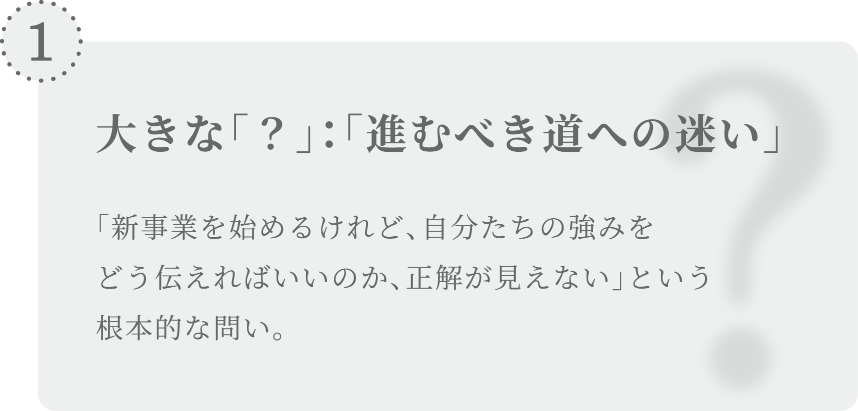 大きな「？」:「進むべき道への迷い」